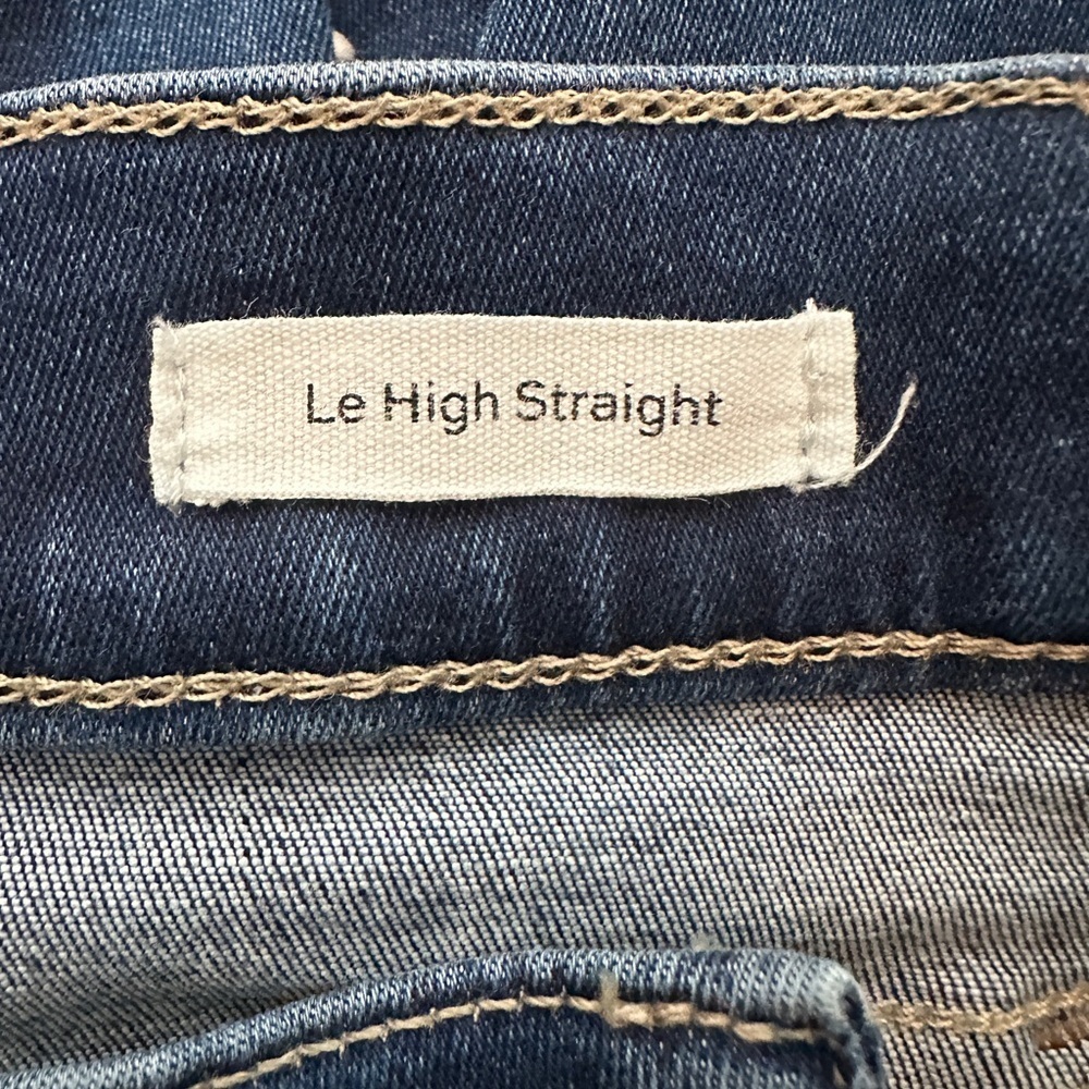 FRAME Le High Straight Jeans Raw Hem Size 27 Stretch Crop - Picture 9 of 11